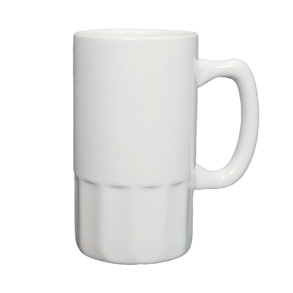 כוס גבוהה לבירה מקרימה לבנה עם הדפסה בעיצוב אישי